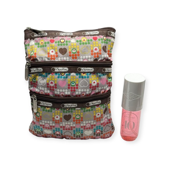 Y2K: LeSportSac ❤︎ Iconic Ripstop Crossbody Bag Handbag ❤︎ Multi Heart Dot Print - Picture 13 of 16